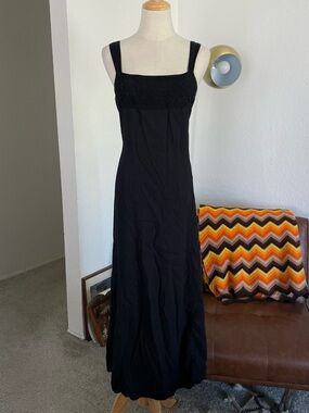 Vintage 1990s Kleen Goth Soft Grunge Floral Embroidered Maxi Dress